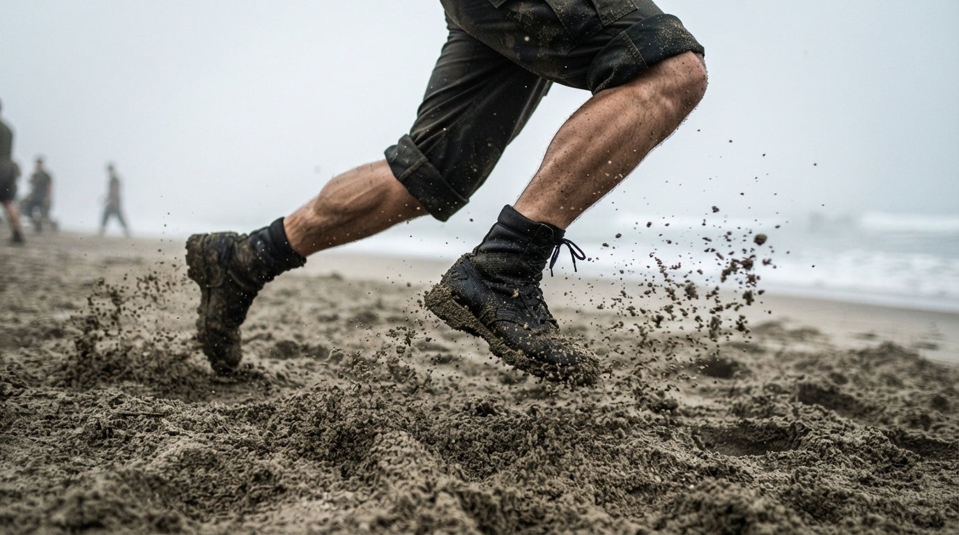 Recruit in boots on a mountain climb - the C5P Fit Challenge, beat every standard
